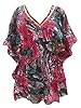 Black Red Kaftan Short Top Tunic Dress Caftan Beach Coverup Dress