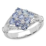 1.00 Carat Genuine Tanzanite & White Topaz Sterling Silver Ring