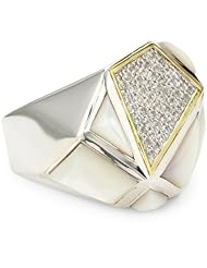 Kara Ross "Pyramid" Mother-Of-Pearl and White Sapphires Full Gemstone Ring, Size 7