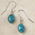 Turquoise Oval Earrings - Color and Matrix Will Vary. Stones are Very Small.