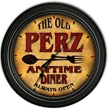 Perz 's Family Diner Black Cascading Pub Style Wall Clock