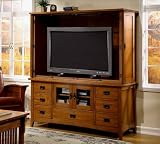 Mission Solid Oak Craftsman Style Plasma TV Cabinet in Medium Cherry