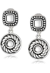 Napier "Well Suited" Silver-Tone Double Drop Clip-On Earrings