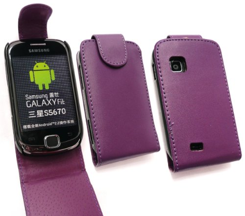 FLASH SUPERSTORE SAMSUNG S5670 GALAXY FIT PREMIUM PU LEATHER FLIP CASE/COVER/POUCH DARK PURPLE
