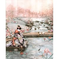 Asian Lady The Fish Pond 1 Art Print POSTER quality