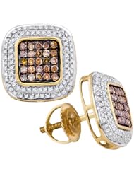 0.50CTW-DIA COGNAC DIAMOND MICRO-PAVE EARRING
