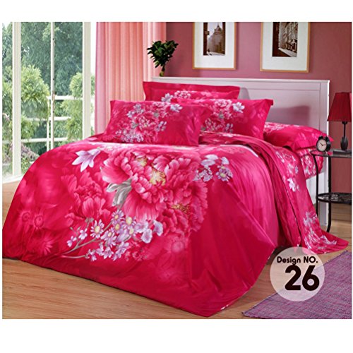 Home Textiles 3D Osaka Flower Bed Set Bedding Sets King size Reactive Printing Bedclothes Duvet Cover 3D Flat Sheet Bedspread 1000TC HT 011 No 026 Free UPS Shipping