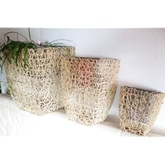 3er Set Rattan Pflanz-/Blumenk�rbe �bert�pfe Blumenk�bel 47/40/24cm hoch
