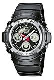 Casio G-Shock AW-590-1AER Analog and Digital Quartz Multifunction Sports Watch with Steel Bezel, Stopwatch, Timer, Alarm, Time Zones and Black Rubber Strap