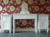 Belgravia Shabby Chic White Painted Dressing Table Mirror And Two Bedside Cabinets