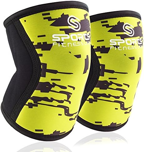 Knee Sleeves by Sports Fitness Labs - 7 mm Knee Support Wraps Best For Cross Training WODs, Weightlifting, Powerlifting, Bodybuilding, Boxing, MMA, Fitness - Men &amp; Women - Pair of Knee Sleeves (M)