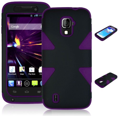 Bastex Heavy Duty Hybrid Case for ZTE Majesty Z796C - Purple Silicone / Black Hard Shell