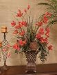 Red Cymbidium Silk Orchids & Grass Arrangement