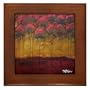 All in a Row :: Modern Tree Landscape :: Framed Fine Art Ceramic Tile By Kristen Stein