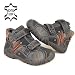 INDIGO KID'S Kinder Echtleder Halbstiefel, 2-Klett, SLAM TEX Klima Membrane, schwarz-braun