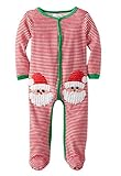 C-Princess ベビー服 長袖 ロンパース カバーオール かわいい サンタ ウェア クリスマス コスチューム 赤ちゃん 新生児 ボーダー (70, Aレッド)