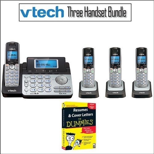 ooma phones:VTech DS6151 2-Line Expandable Cordless Phone with Digital Answering System and Caller ID with 3 Additional Handsets