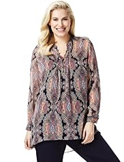 Plus Crinkle Effect Paisley Print Blouse
