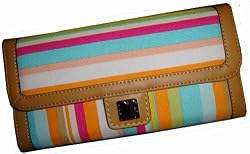Women's Liz Claiborne Checkbook Wallet Multi Striped Canvas