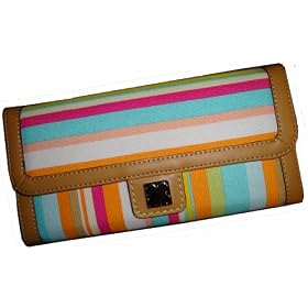 Ladies Liz Claiborne Checkbook Wallet Multi Striped Canvas