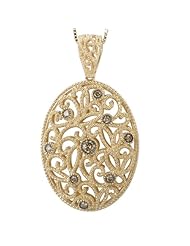 Tivolia Collection 14K Yellow Gold Swirled Oval Cognac Diamond Pendant