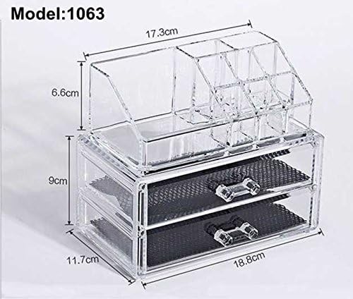Unique Home Acrylic Jewelry &amp; Cosmetic Storage Makeup Organizer Drawer Storage Box Transparent plastic boxes (Rectangular Top + 2 Drawers)