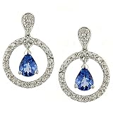 Diamond(.23ct) Earrings w/ Pear Shape Tanzanite(.55ct)