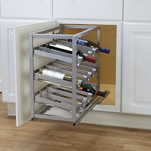 Household Essentials Brushed Metal Pull Out Wine Bottle Rack