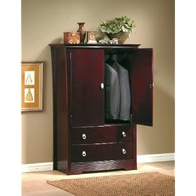 Home Elegance Traditional TV Armoire Shaped Front Black Cherry finish 578-7