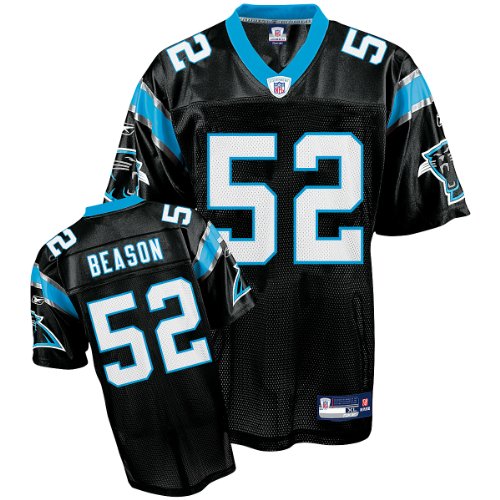 Jon Beason Jersey: Reebok Black Replica #52 Carolina Panthers Jersey - Small