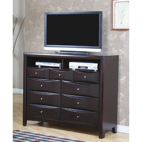 Coaster Phoenix 7 Drawer 1 Shelf TV Dresser in Rich Cappuccino Finish