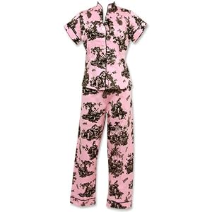 Buy Bedhead Pink and Black Toile Shortsleeve Mandarin Hipster Sateen Cotton Pajama - Final Sale! by BedHead