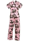 Bedhead Pink & Black Toile Shortsleeve Mandarin Hipster Sateen Cotton Pajama - Final Sale!