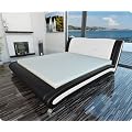 Design Lederbett Doppelbett Kunst-Leder schwarz-weiss 180x200 Bett inkl. Lattenrost