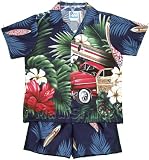 Cabana Set - Tropical Surfboard Woodie Boy's Hawaiian Aloha Camp Shirt & Matching Shorts 2PC Set