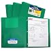 C-Line Two-Pocket Heavyweight Poly Portfolio with Prongs, For Letter Size Papers, Includes Business Card Slot, 1 Case of 25 Portfolios, Green (33963)