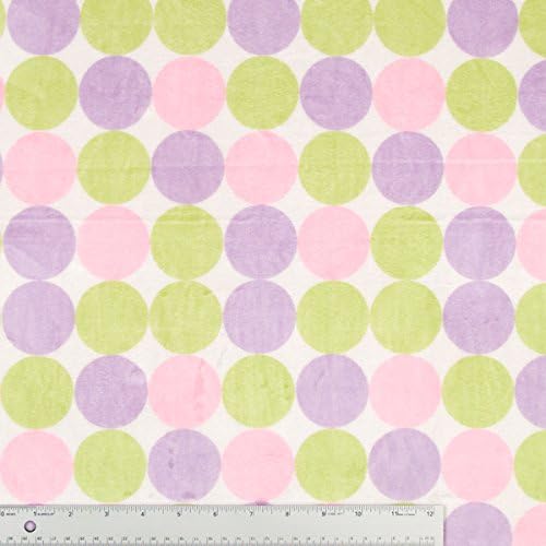 Large Polka Dot Print in Pink, Sage Green, Purple Lilac on Plush Minky Fabric - 10 Yards