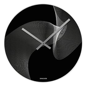 Karlsson Wall Clock Laser Waves Black Mirror Glass