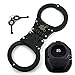 Professional Heavy Duty Black Hinged Police Style Handcuffs Double Lock with Duty Handcuff Nylon Case Holster