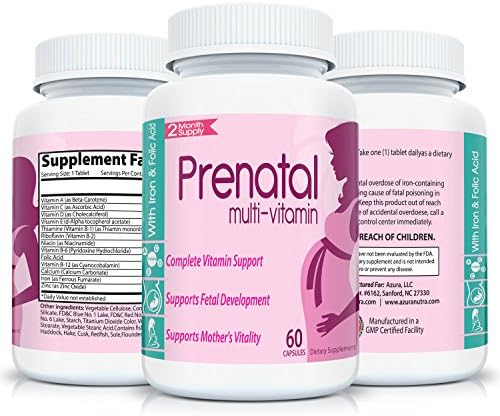 Prenatal Vitamin for Women Containing Folic Acid. Complete Two Month Multivitamin Supplement.