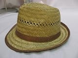 Unisex Straw Trilby Hat with Band & Trim BNWT Choice of brown or black band and in sizes 57cm.58cm or 59cm.Brand New with Tag