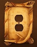 Deer ANTLER faux cabin lodge rustic WALL OUTLET electrical plug switch COVER home decor