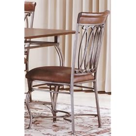 Hillsdale Montello Dining-Chairs, Set of 2 with Brown Faux Leather, Old Steel Finish by Hillsdale Furniture