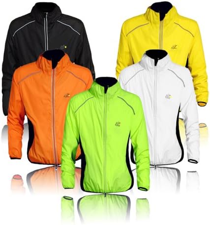 WOLFBIKE Tour de France Cycling Jacket Jersey Sportswear Running Biking Jacket Long Sleeve Wind Coat Breathable Quick Dry, Available 5 Colors - Black White Green Orange Yellow. Please Choose Your Size according to Your Chest Measurement in Inch