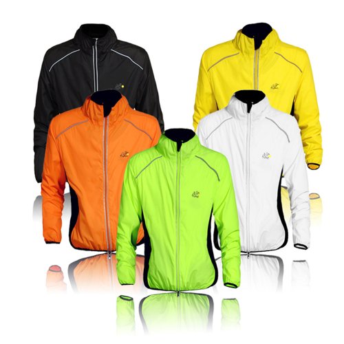 WOLFBIKE Tour de France Cycling Jacket Jersey Sportswear Running Biking Jacket Long Sleeve Wind Coat Breathable Quick Dry, Available 5 Colors - Black White Green Orange Yellow. Please Choose Your Size according to Your Chest Measurement in Inch
