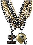 NFL New Orleans Saints Team Medallion, Mini-Helmet and Mardi-Gras Bead Set