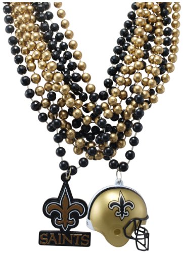 NFL New Orleans Saints Team Medallion, Mini-Helmet and Mardi-Gras Bead Set