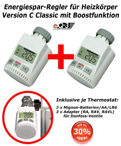  2 x Heizkörper Thermostat Heizregler Thermostatventil Heizkörperregler Neu mit Boostfunktion inklusive Batterien