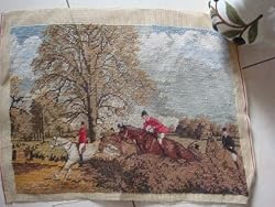 Gorgeous Completed Wool Needlepoint Canvas-Hunting