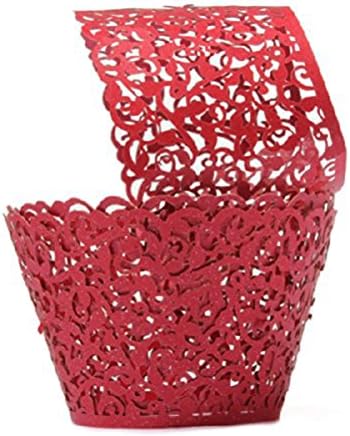 Mialand(TM) 50 Filigree Little Vine Lace Laser Cut Cupcake Wrapper Liner Baking Cup